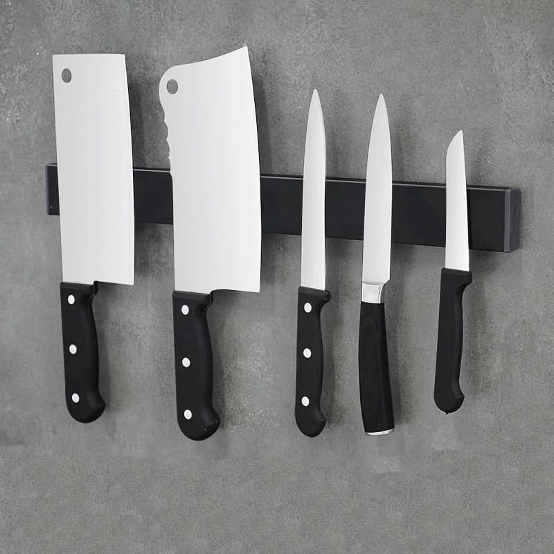 BowLift | Magnetic Knife Holder – Wall-Mounted Black Steel Rack