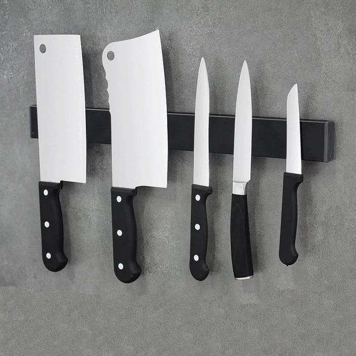 BowLift | Magnetic Knife Holder – Wall-Mounted Black Steel Rack