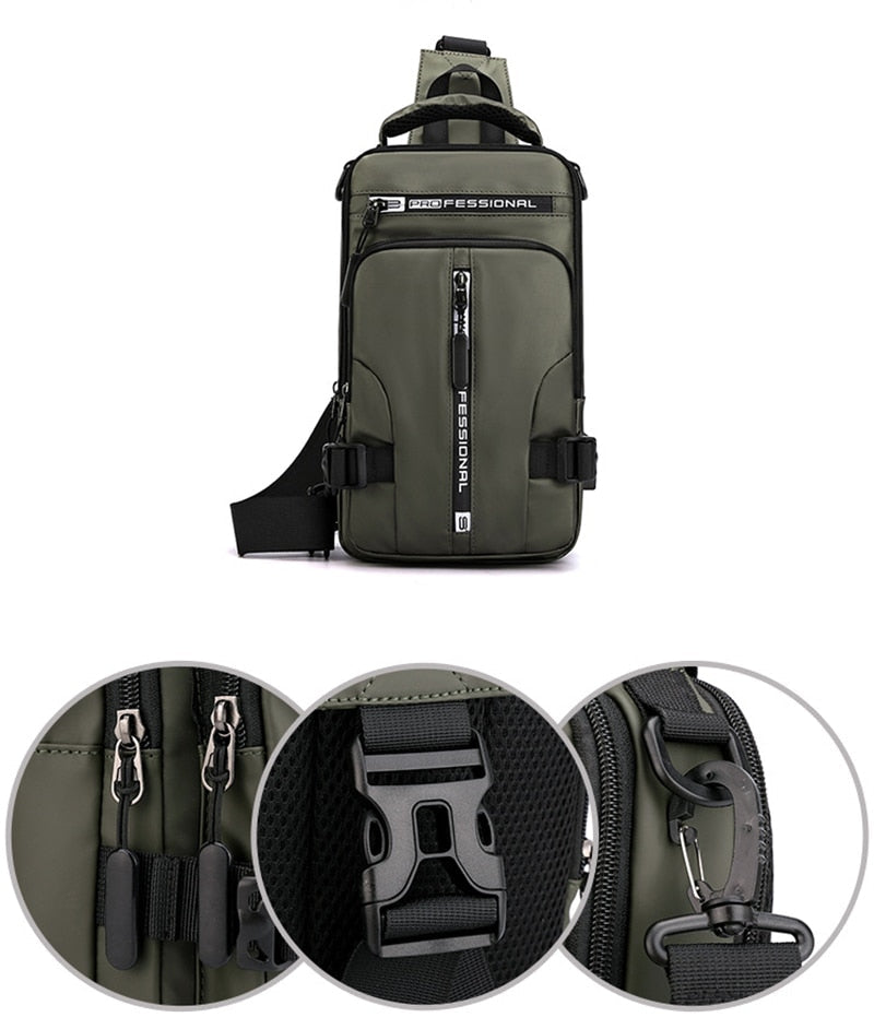 BowLift | Waterproof Oxford Crossbody Bag, Anti-Theft Sling Bag, USB Charging & Multi-Pocket Design