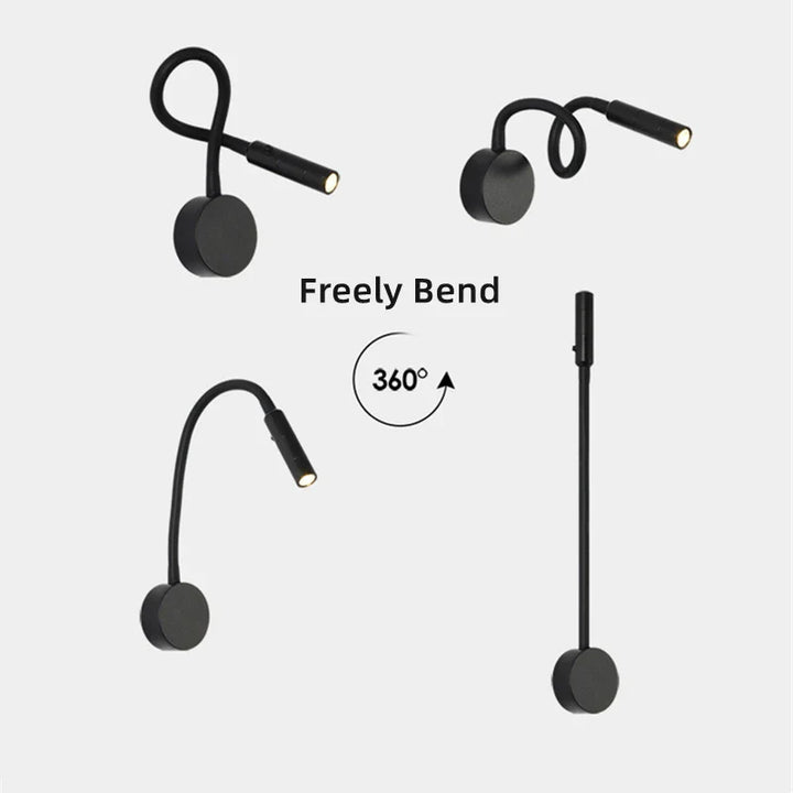 BowLift | Modern Flexible LED Reading Wall Lamp with Switch for Bedroom and Study - 1W/3W