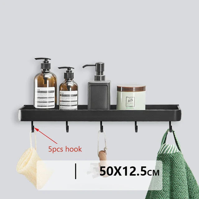 ALUMAX – Black Aluminum Corner Shelf without Drilling Bowlift