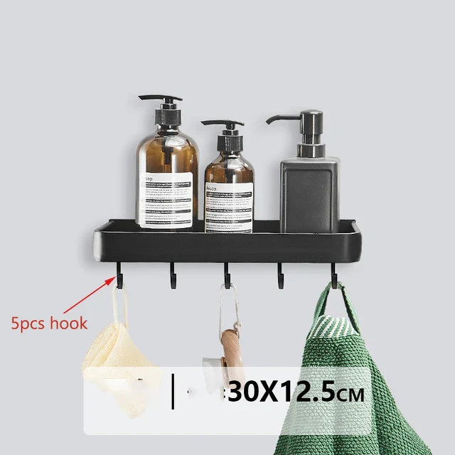 ALUMAX – Black Aluminum Corner Shelf without Drilling Bowlift