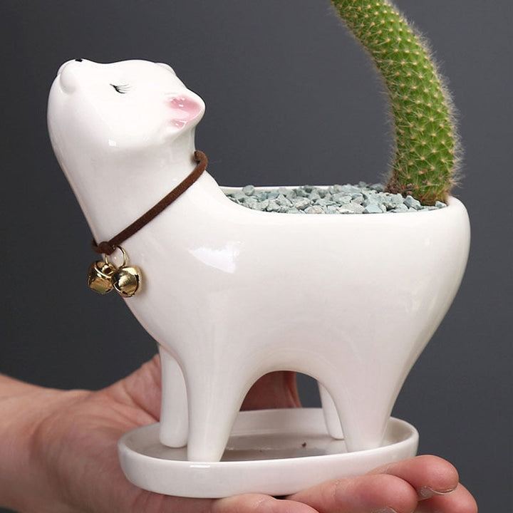 BowLift | Rising Cat Ceramic Flower Pot
