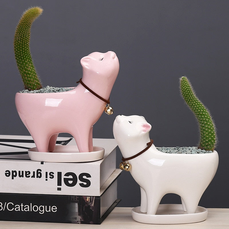 BowLift | Rising Cat Ceramic Flower Pot