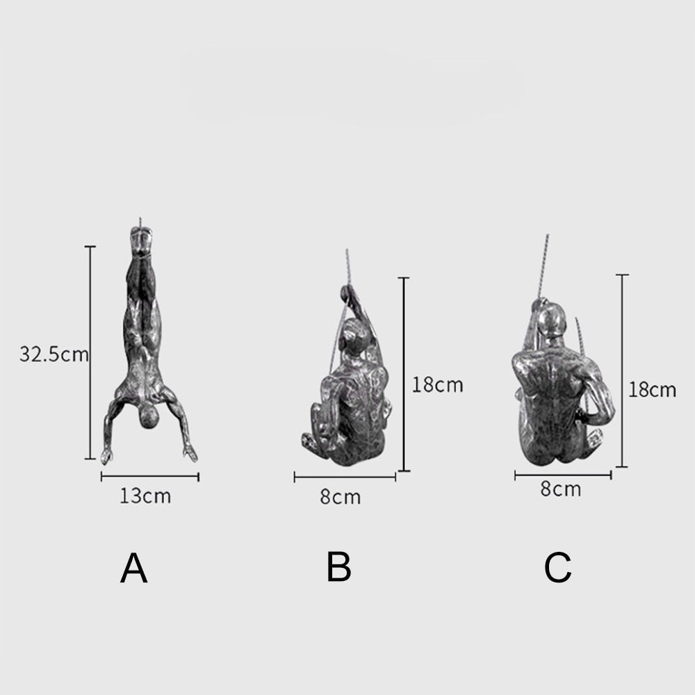 BowLift | CraftedClimb Climbing Figures Wall Decoration – Inspiring Wall Art of Resin and Iron