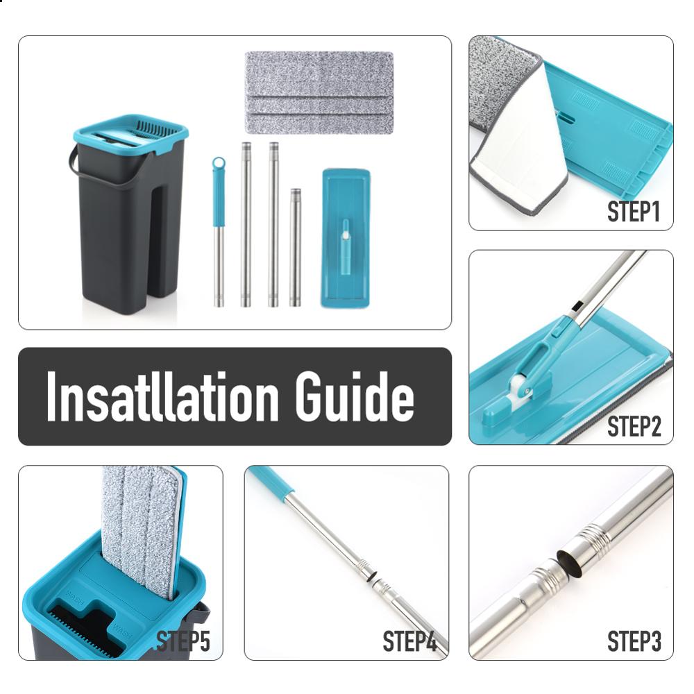 BowLift | Magic Mop – Includes 4 Pads, 360° Rotatable & Washable