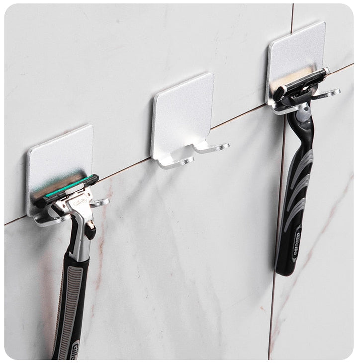 BowLift | Punch-free Razor Holder Storage Hook (1/2/3 Pieces) - Wall Mounted Men's Razor Shelf for the Bathroom