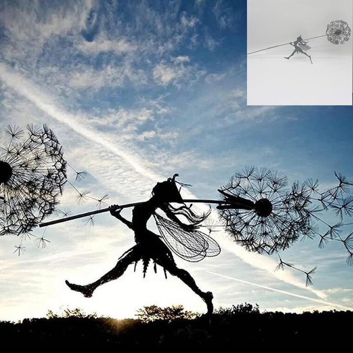 BowLift | Fairies and Dandelions Dancing Together Sculpture for Outdoor Garden