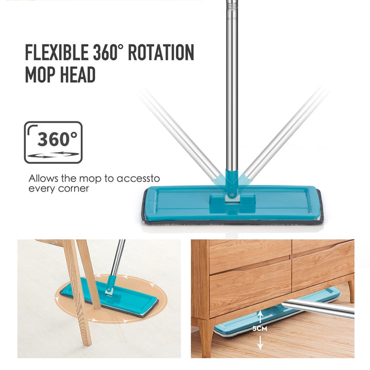 BowLift | Magic Mop – Includes 4 Pads, 360° Rotatable & Washable