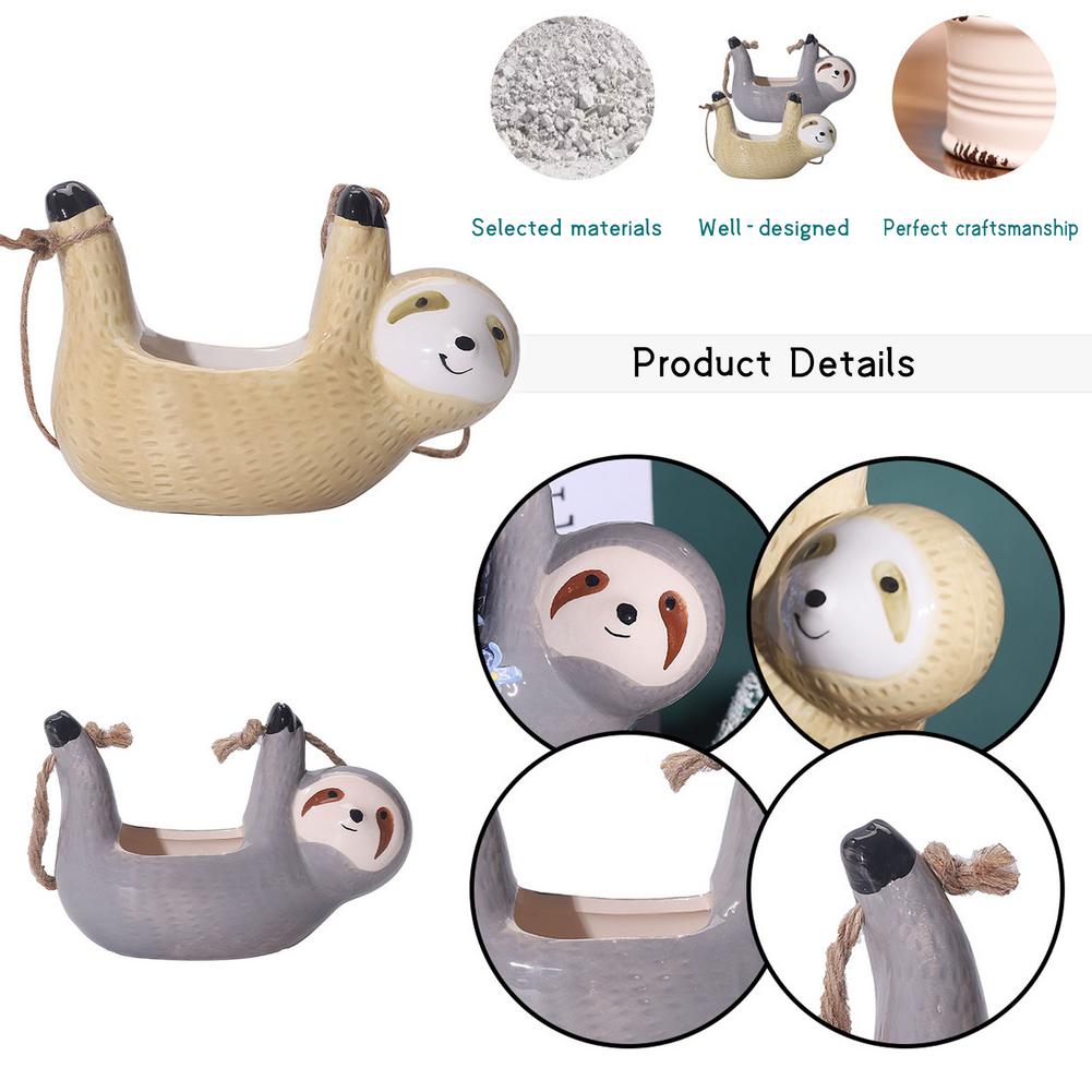 BowLift | Ceramic Happy Sloth Flower Pot