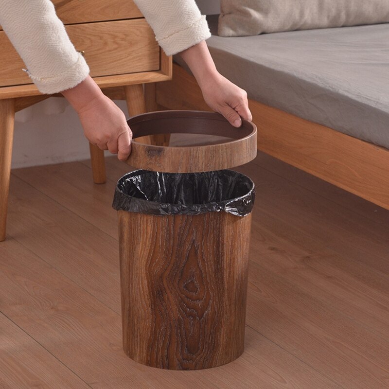 BowLift | Elegant Retro Wooden Grain Trash Can
