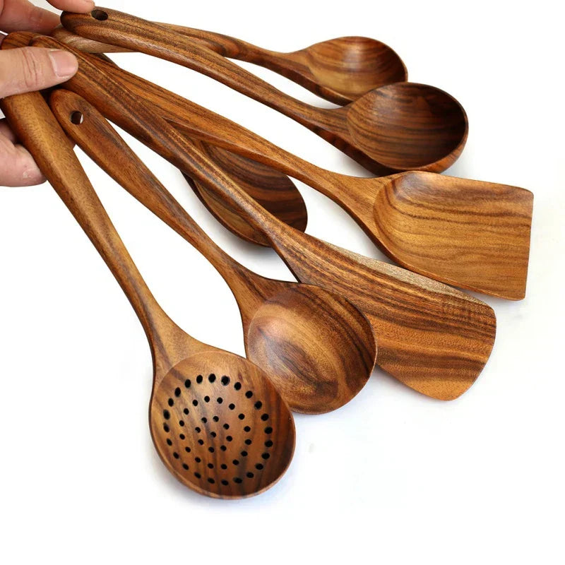 BowLift | TeakChef 7-piece Kitchen Tool Set – Premium Teak Kitchen Tools for Style & Functionality