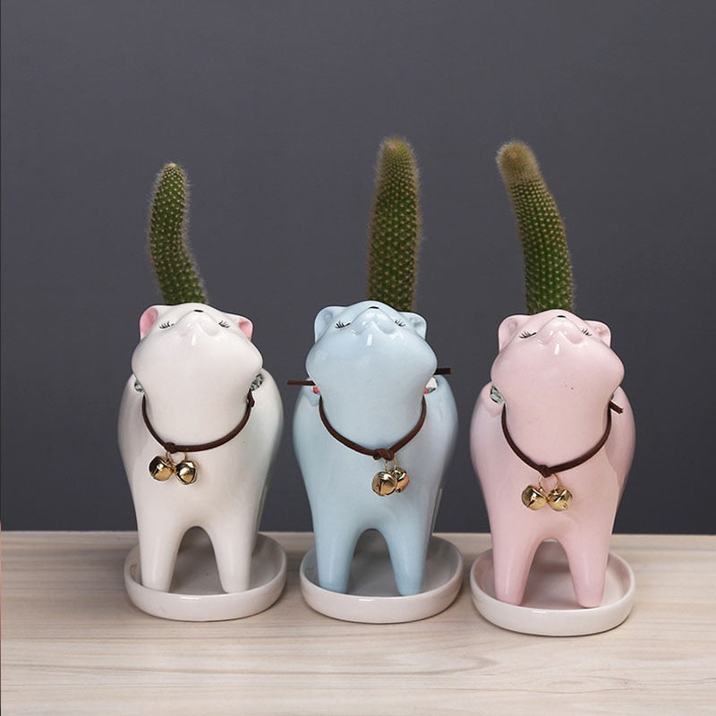 BowLift | Rising Cat Ceramic Flower Pot
