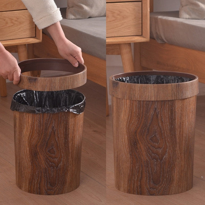 BowLift | Elegant Retro Wooden Grain Trash Can
