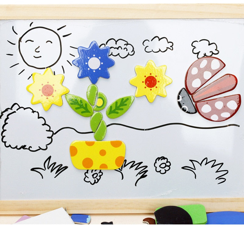 DrawPlay Board - Creative Wooden Magnetic Blackboard Bowlift
