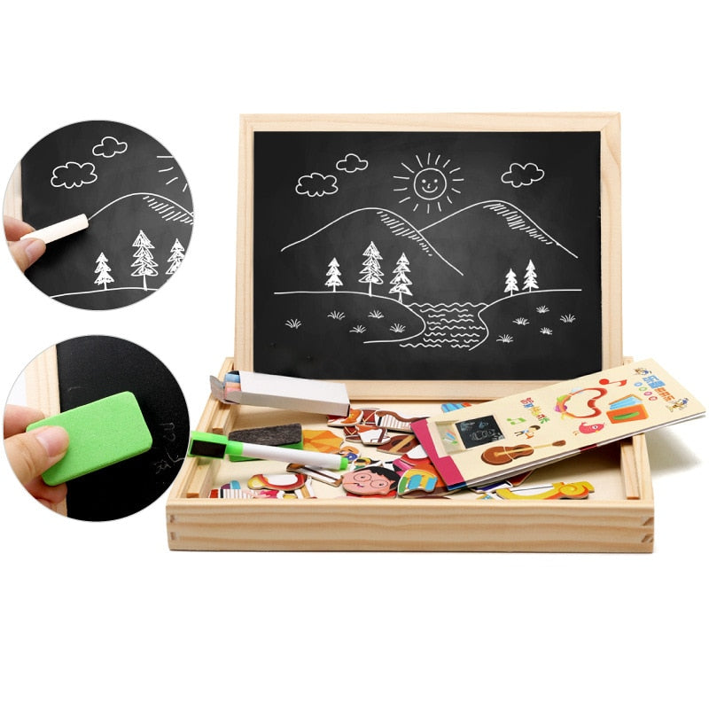 DrawPlay Board - Creative Wooden Magnetic Blackboard Bowlift