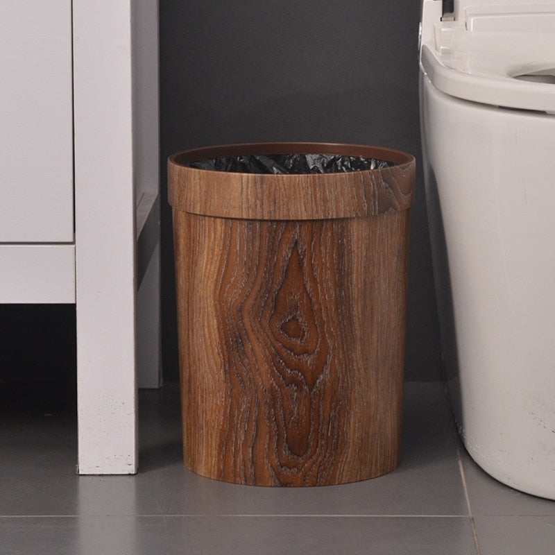 BowLift | Elegant Retro Wooden Grain Trash Can
