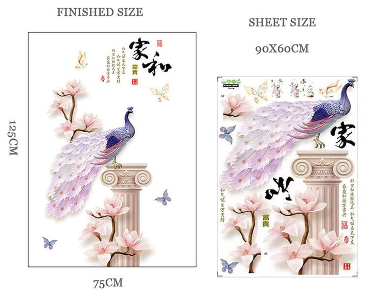 BowLift | 3D Peacock Flower Style Wall Sticker