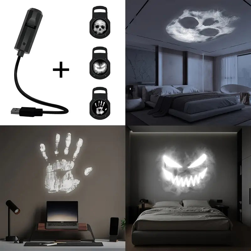BowLift | Halloween Skull | LED Nightstand Lamp with Projections