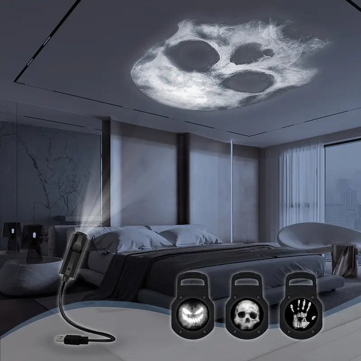 BowLift | Halloween Skull | LED Nightstand Lamp with Projections