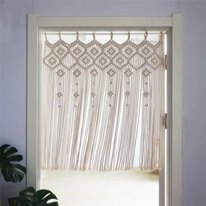 Handwoven Macrame Hanging Drapery Bowlift