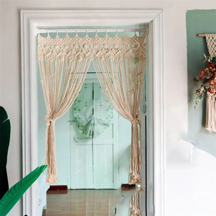 Handwoven Macrame Hanging Drapery Bowlift