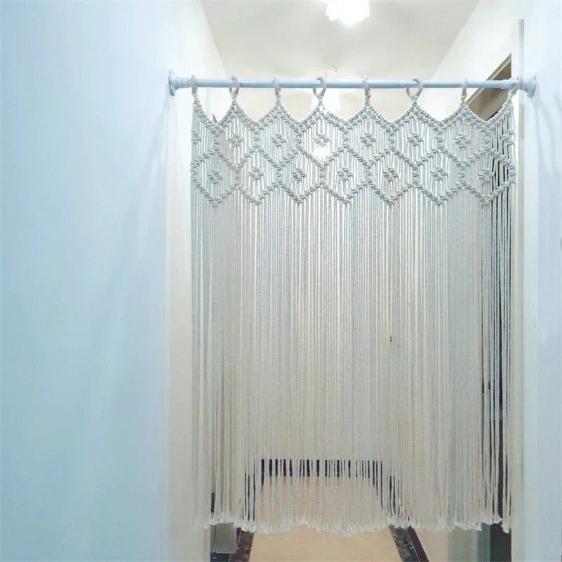 Handwoven Macrame Hanging Drapery Bowlift