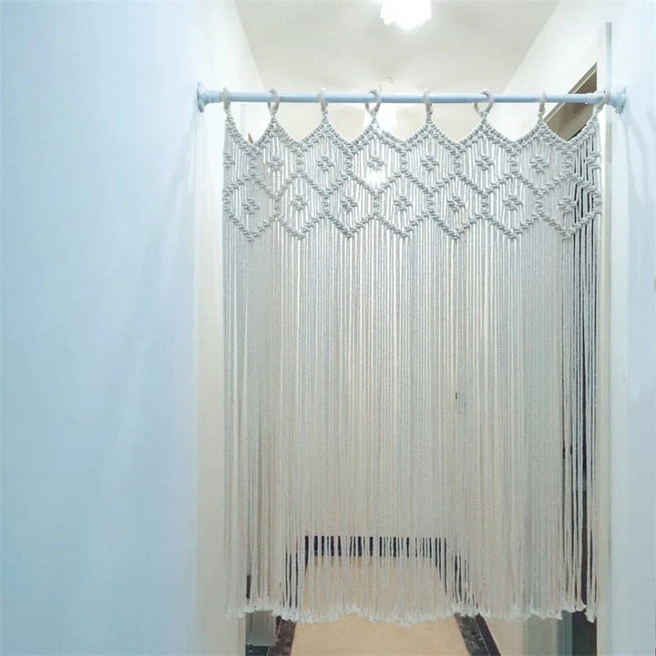 Handwoven Macrame Hanging Drapery Bowlift