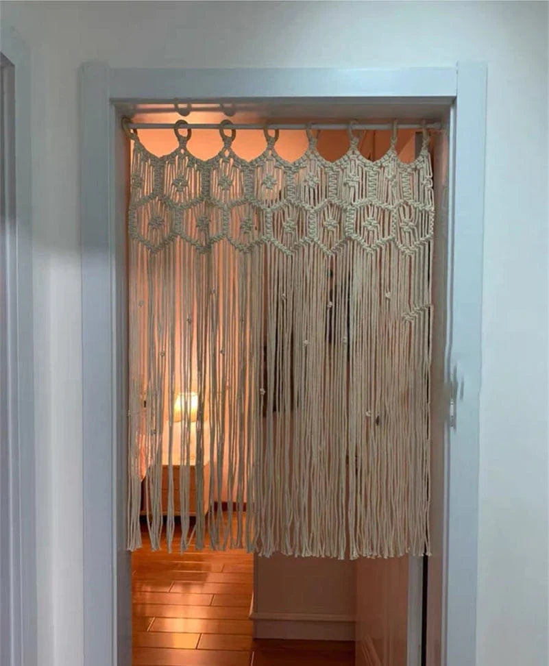 Handwoven Macrame Hanging Drapery Bowlift