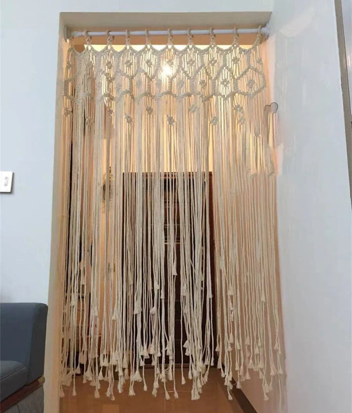 Handwoven Macrame Hanging Drapery Bowlift