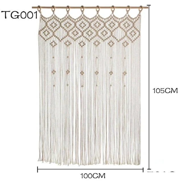Handwoven Macrame Hanging Drapery Bowlift