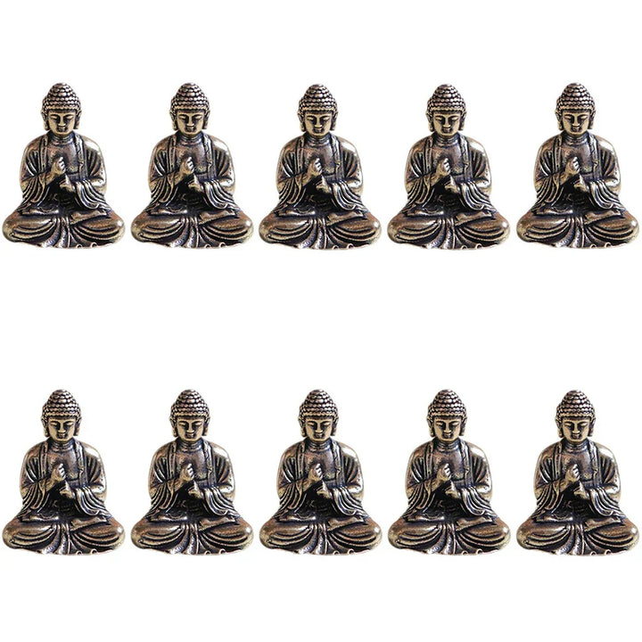 BowLift | 10 pieces mini brass sitting Buddha statue figure for travel Buddhism worship home office desk decoration