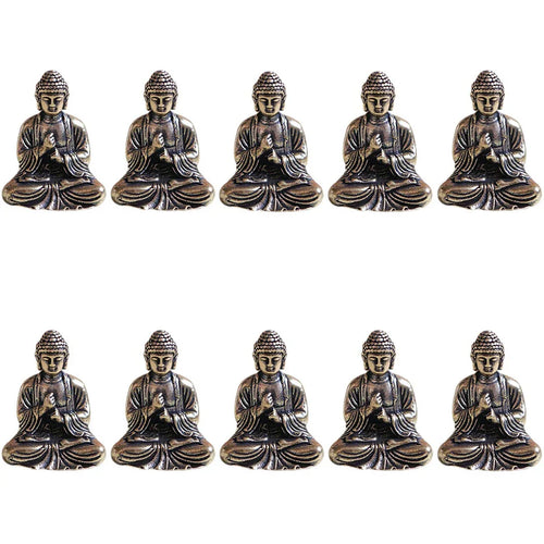 BowLift | 10 pieces mini brass sitting Buddha statue figure for travel Buddhism worship home office desk decoration