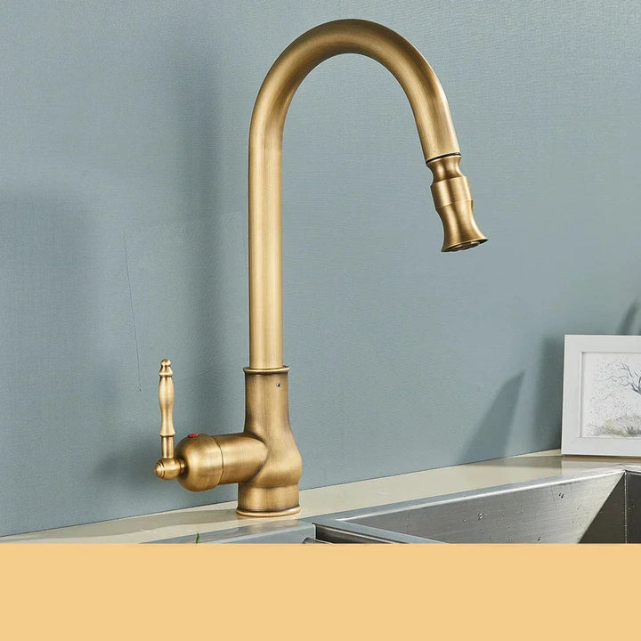 BowLift | VintageTap Faucet - Antique Brass Kitchen Mixer Faucet