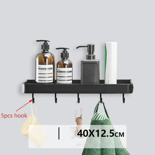 ALUMAX – Black Aluminum Corner Shelf without Drilling Bowlift