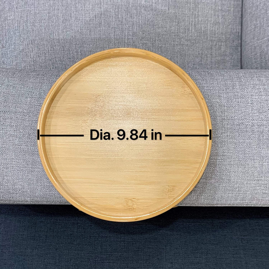 BowLift | Bamboo Sofa Armrest Clip-On Round Tray