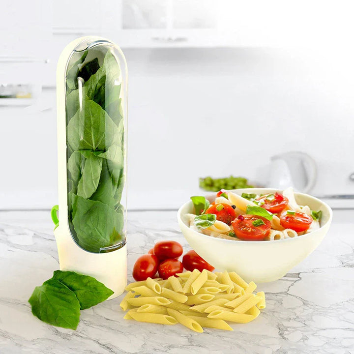 Herb storage container for fresh vanilla, vegetables, and herbs in the kitchen | Bowlift