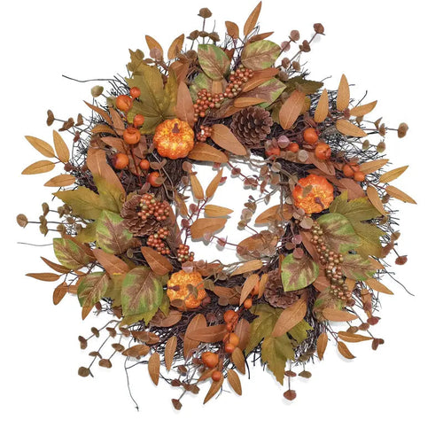 BowLift | Autumn wreath with pumpkins | Door wreath for Halloween and Christmas