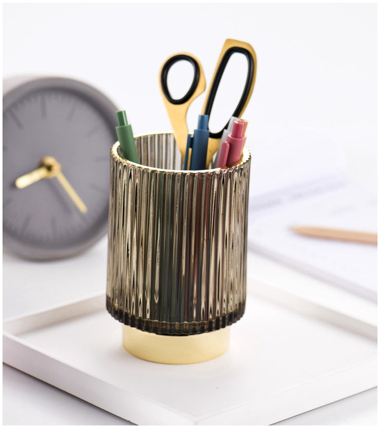 BowLift | Elise Gold Foil Glass Makeup Halter & Organizer