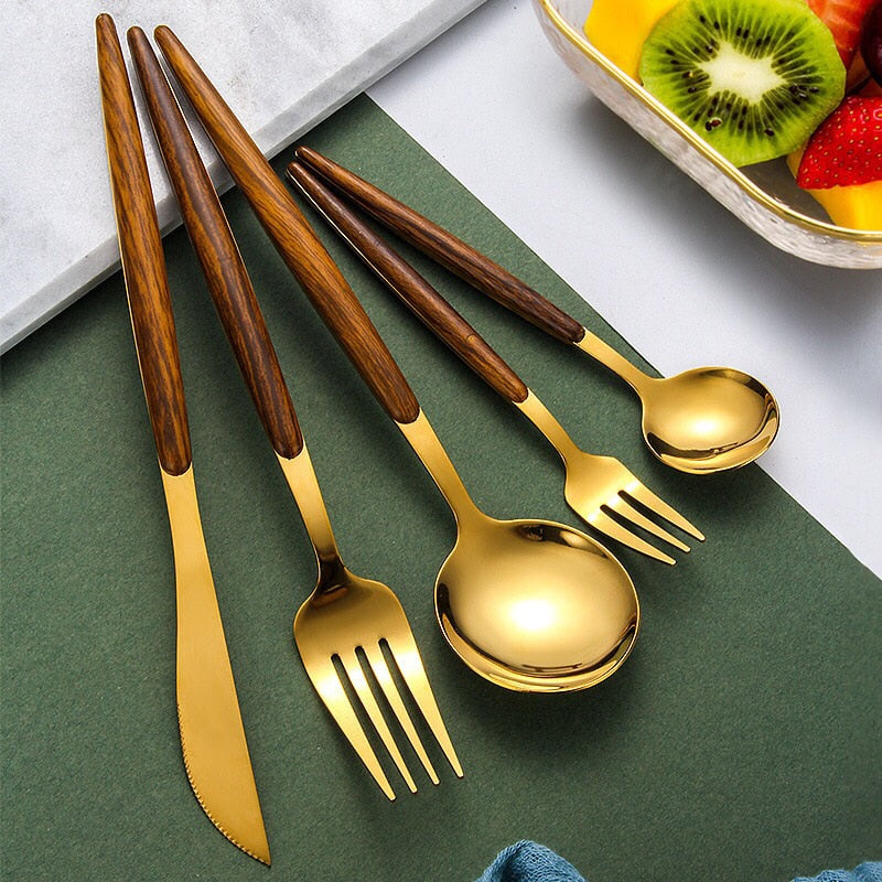 BowLift | Wooden Handle Cutlery Set | Elegant Tableware for Every Occasion