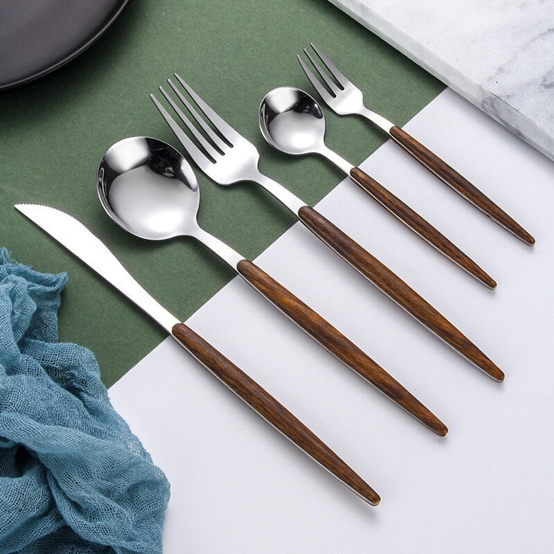 BowLift | Wooden Handle Cutlery Set | Elegant Tableware for Every Occasion
