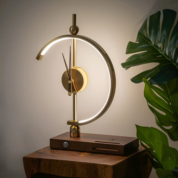 BowLift | Modern LED Table Lamp with Clock and Wireless Charger