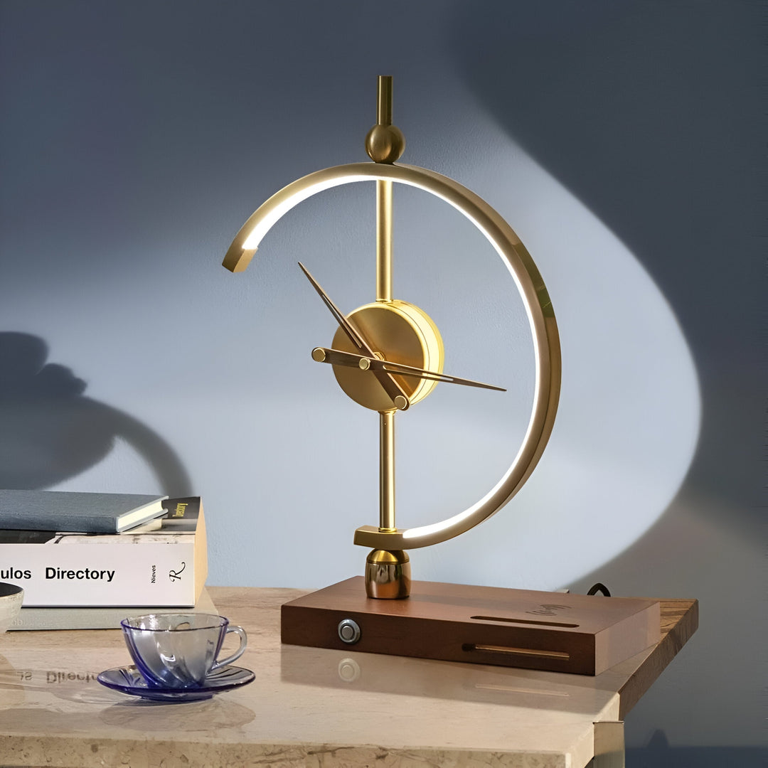 BowLift | Modern LED Table Lamp with Clock and Wireless Charger
