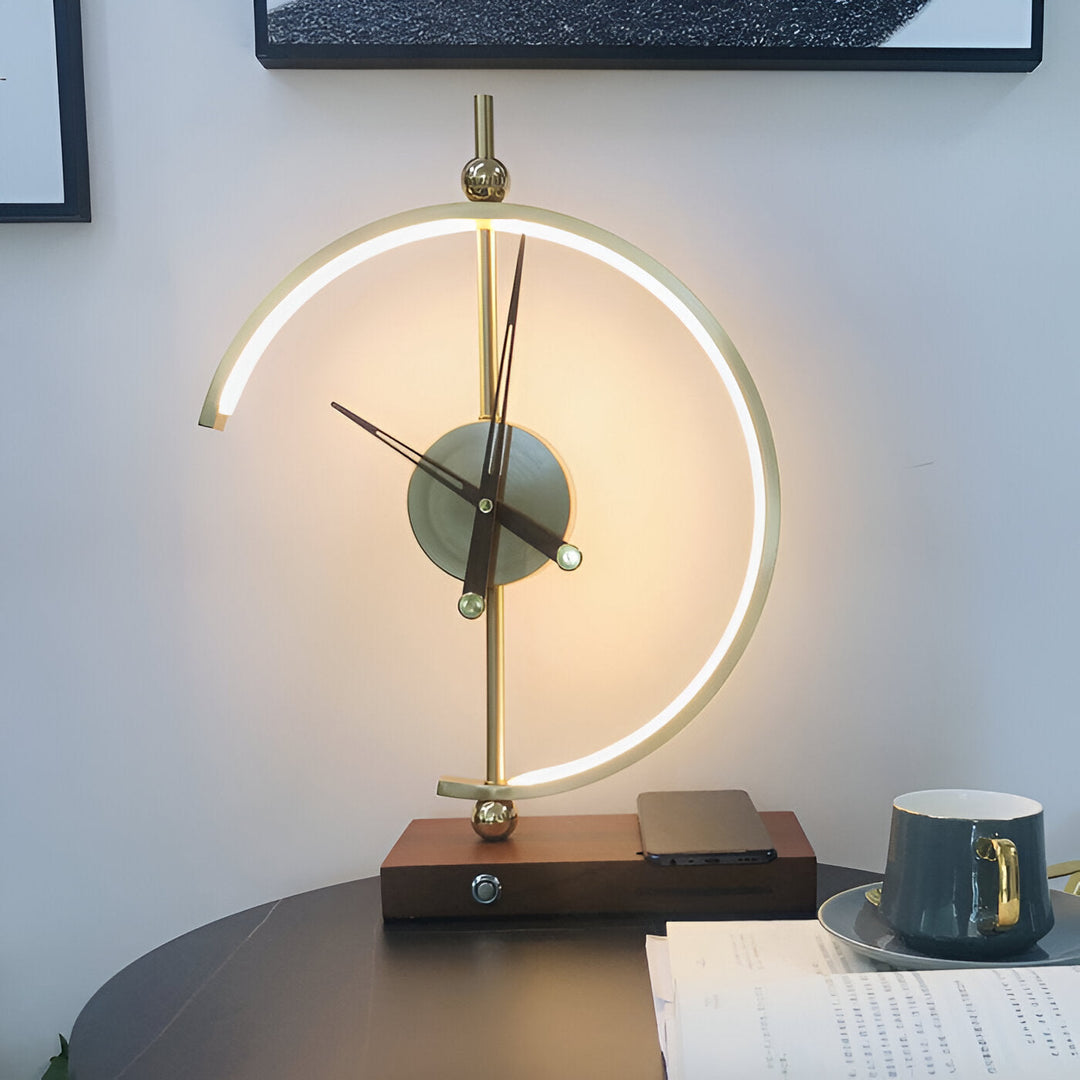 BowLift | Modern LED Table Lamp with Clock and Wireless Charger