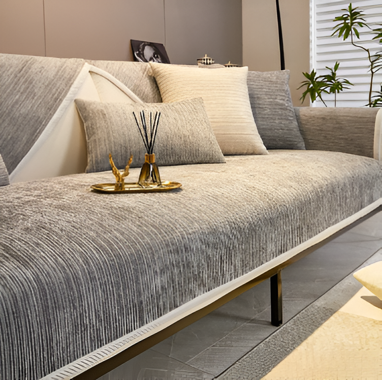 BowLift | ChicStriped Chenille | Pet Cover for Sofas 70x70cm to 90x240cm