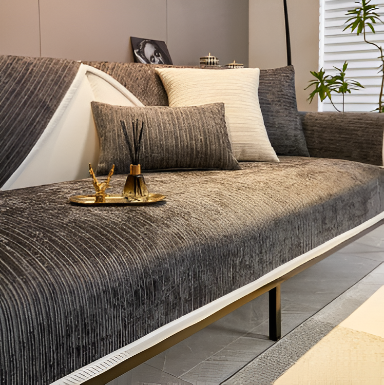 BowLift | ChicStriped Chenille | Pet Cover for Sofas 70x70cm to 90x240cm