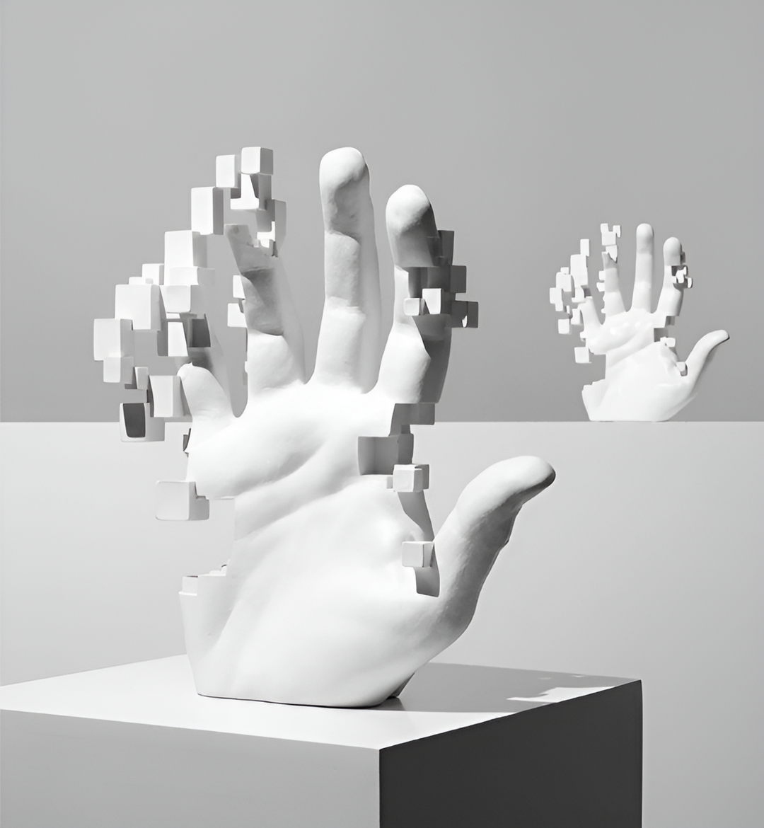 BowLift | Mosaic-Hand Statue made of Resin – Abstract Palm Figure