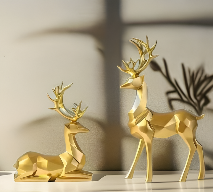 BowLift | Magical Reindeer Decor Set made of Resin – 2-piece, Elegant Figures