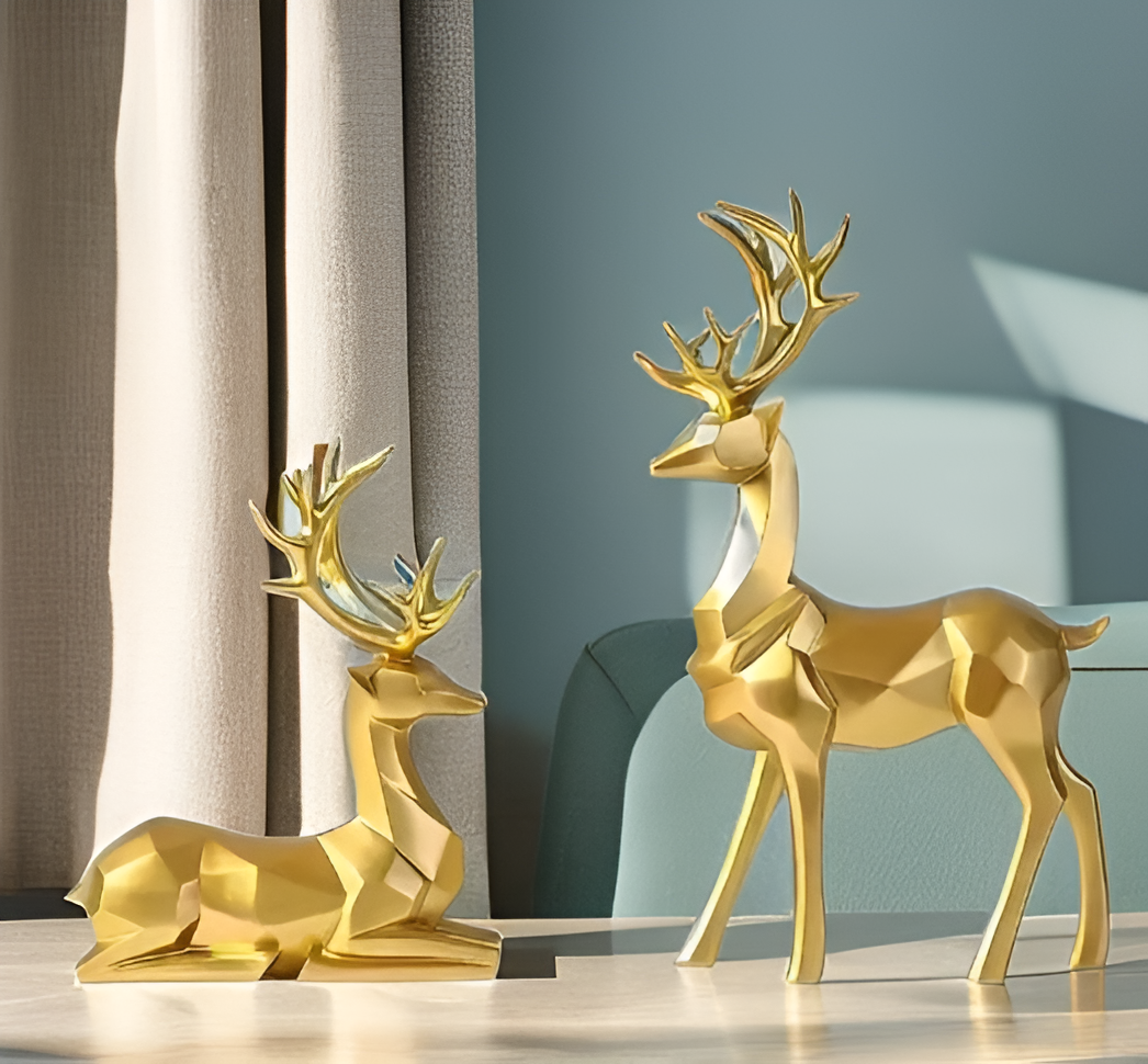 BowLift | Magical Reindeer Decor Set made of Resin – 2-piece, Elegant Figures