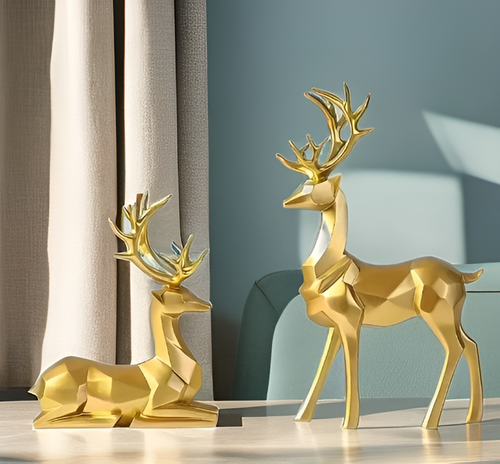 BowLift | Magical Reindeer Decor Set made of Resin – 2-piece, Elegant Figures
